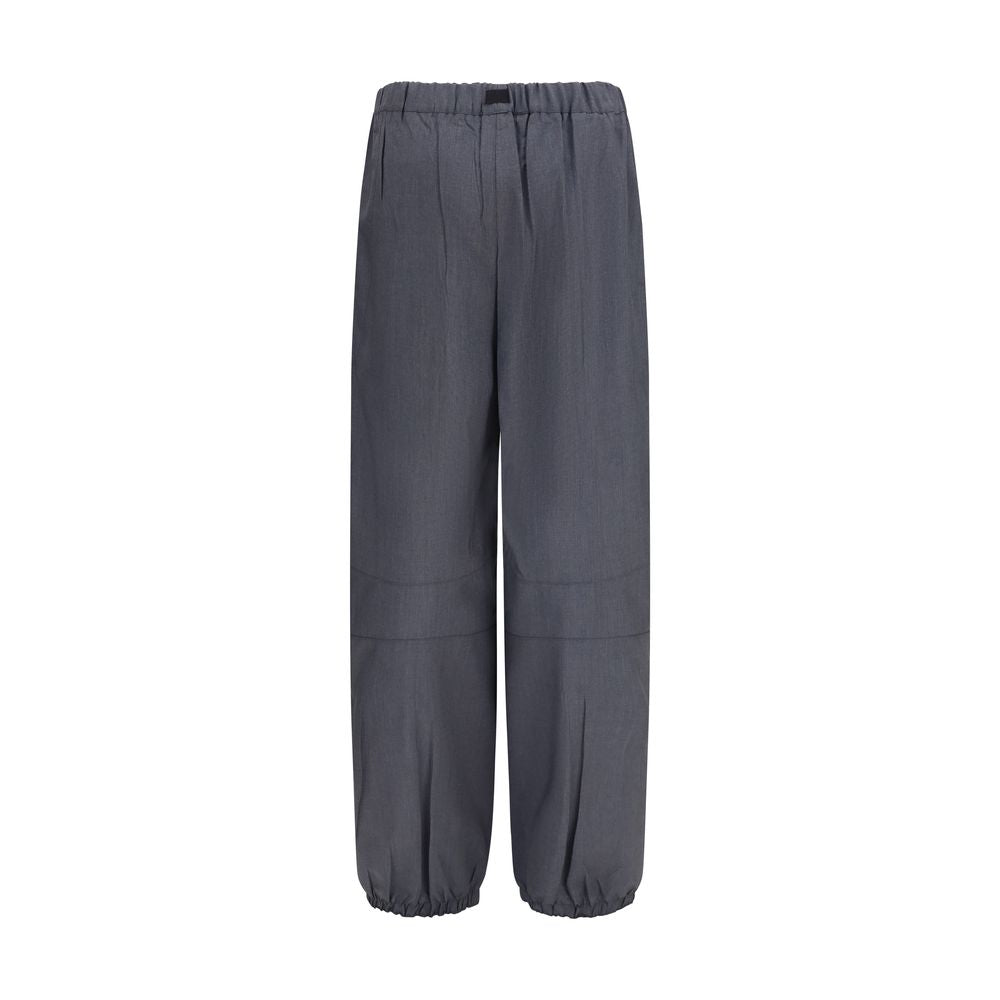 Casual Pants by Prada for women in merino wool & mohair gray presents a refined pantology silhouette, artfully defined by a refined pantology relaxed-fit, regular-fit & wide, long, and a sophisticated .