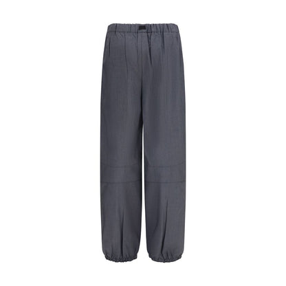 Casual Pants by Prada for women in merino wool & mohair gray presents a refined pantology silhouette, artfully defined by a refined pantology relaxed-fit, regular-fit & wide, long, and a sophisticated .