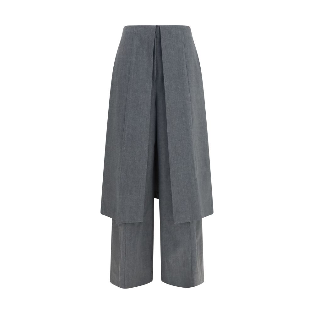 Trousers by The Latest for women in polyester & wool gray presents a perennial silhouette, meticulously tailored with a regular-fit & wide cut, long finish, and an elegant .