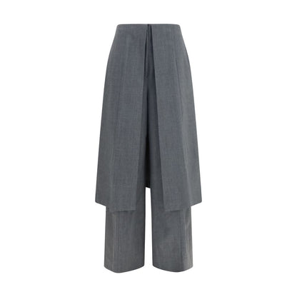 Trousers by The Latest for women in polyester & wool gray presents a perennial silhouette, meticulously tailored with a regular-fit & wide cut, long finish, and an elegant .