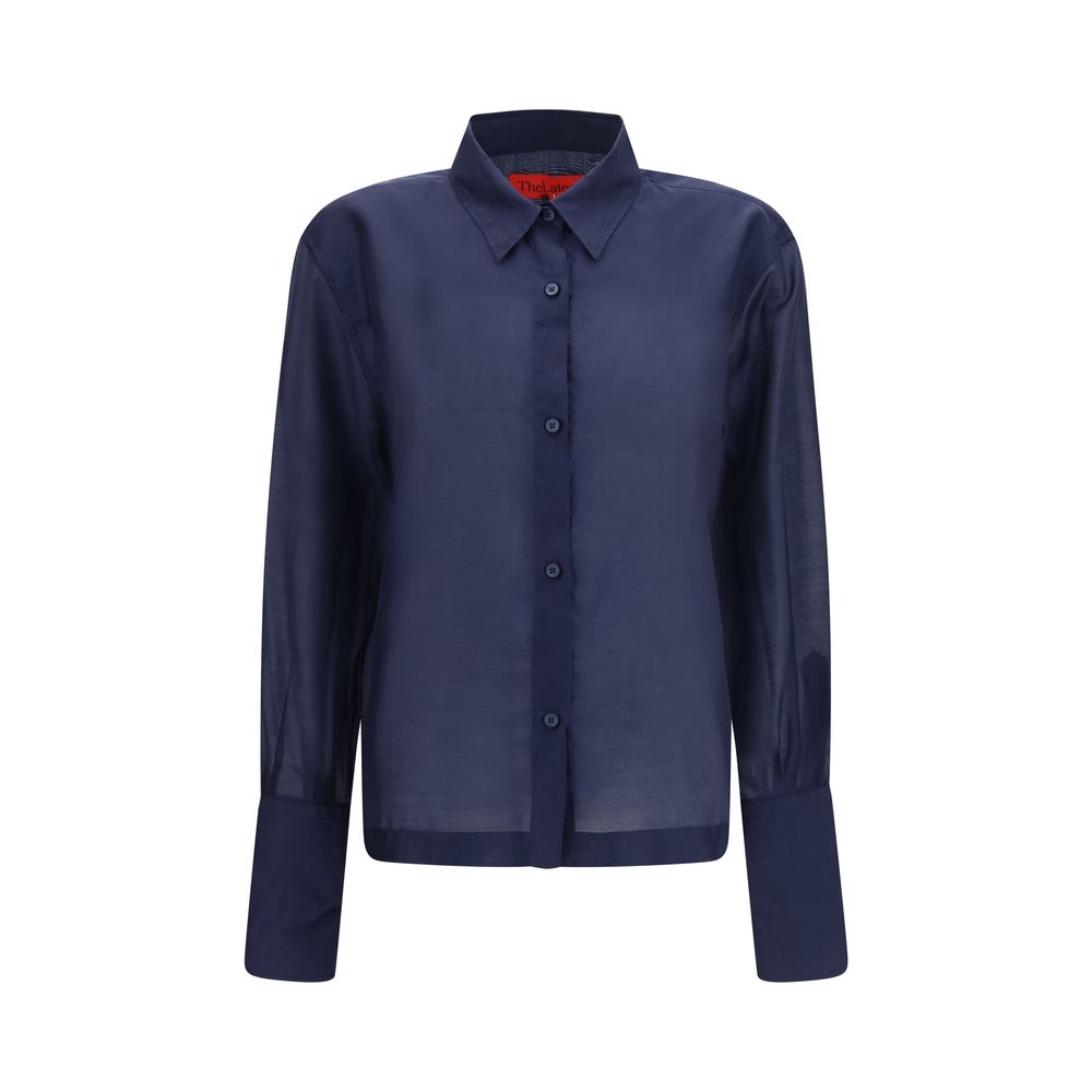 Dress Shirt by The Latest for women in merino wool & polyester blue presents a discerning silhouette, showcasing a sophisticated and long-sleeve for a truly discerning finish.