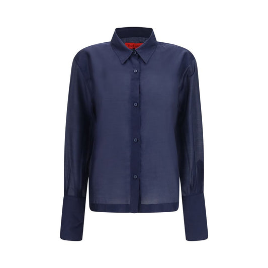 Dress Shirt by The Latest for women in merino wool & polyester blue presents a discerning silhouette, showcasing a sophisticated and long-sleeve for a truly discerning finish.