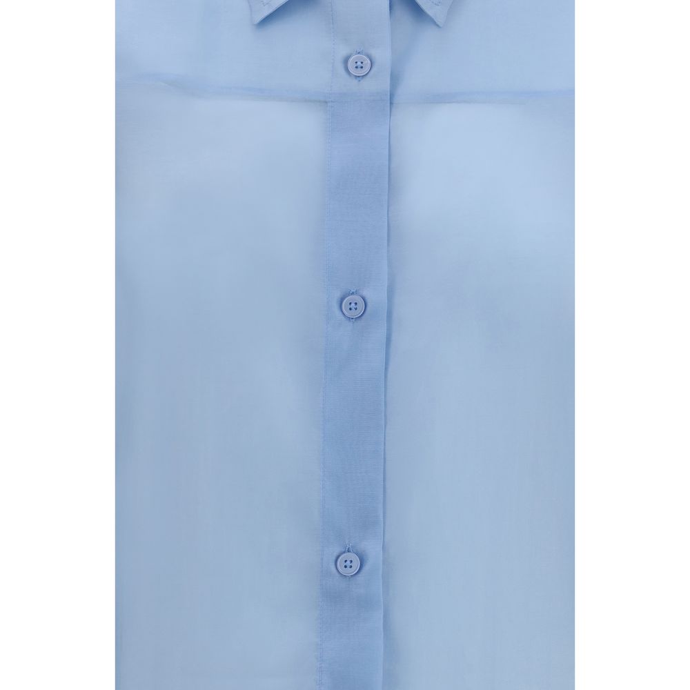 Dress Shirt by The Latest for women in merino wool & polyester blue showcases a sublime silhouette, artfully detailed with a sublime and for a sophisticated, sublime finish.