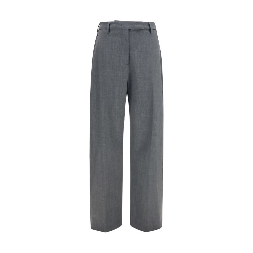 Trousers by The Latest for women in polyester & wool black & gray presents a perennial silhouette, meticulously tailored with a straight-leg & regular-fit cut, long finish, and an elegant .
