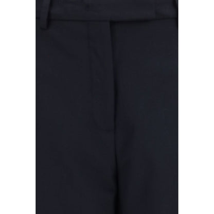 Trousers by The Latest for women in polyester & wool black & blue features an sartorial silhouette, showcasing a precise straight-leg & regular-fit and long with a sartorial for a refined look.