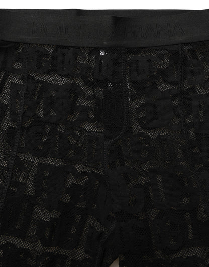 Dolce & Gabbana Black All Over Logo Print Sheer Pantyhose Underwear