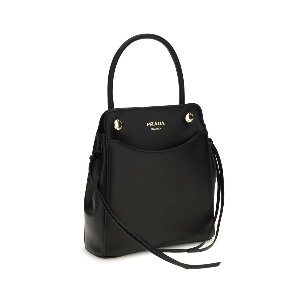 Prada Sicily Nylon & Bos Taurus Calfskin Leather Mini Shoulder Flap Bag - Bicolour Black Green Print