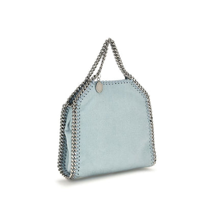 Mini Flap Handbag by Stella McCartney for women in polyester leather bicolour, blue & green features a contemporary silhouette, showcasing a secure snap, flap & button, ample single-compartment, and contemporary shoulder-strap, handle & adjustable-strap for a sophisticated look.