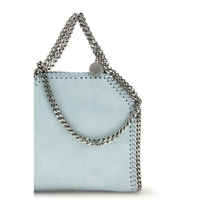 Mini Flap Handbag by Stella McCartney for women in polyester leather bicolour, blue & green features a refined silhouette, showcasing a secure snap, flap & button, organized single-compartment, and versatile shoulder-strap, handle & adjustable-strap for a refined finish.