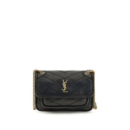 Mini 2-in-1 Shoulder & Crossbody Bag by Saint Laurent for women in bos taurus calf leather black & bronze presents a versatile silhouette, showcasing a secure magnetic and versatile built-in-compartments with versatile crossbody-strap & shoulder-strap for a sophisticated look.