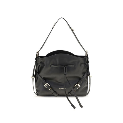 Medium Crossbody Bucket Handbag by Givenchy for women in bos taurus suede calfskin leather bicolour, black, gold, green & signature features a effortlessly chic silhouette, showcasing a secure snap, flap, drawstring & buckle, ample , and versatile crossbody-strap, shoulder-strap, handle, adjustable-strap & detachable-strap for a effortlessly chic look.