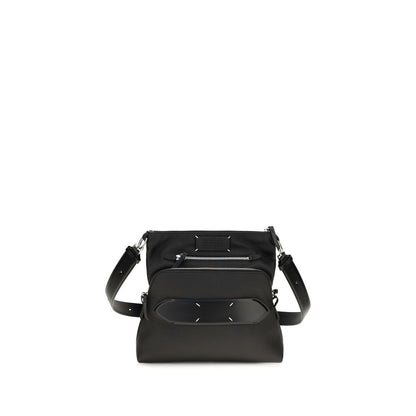 Maison Margiela 5 Ac Lamb Leather Small 2-in-1 Shoulder & Crossbody Bag - Black White Signature