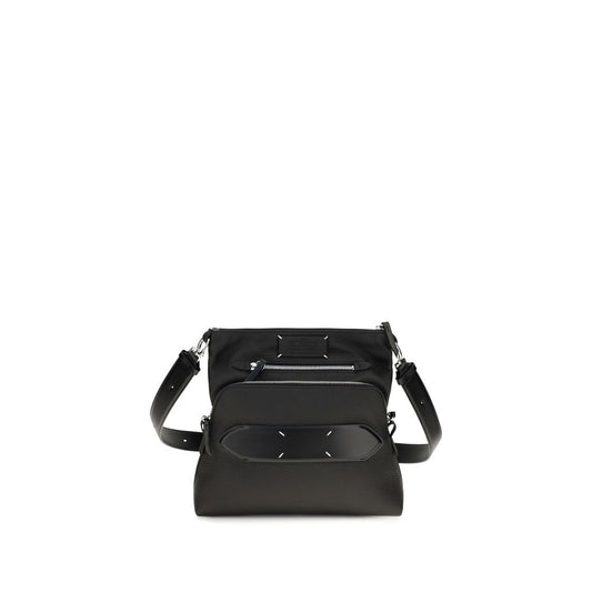 Maison Margiela 5 Ac Lamb Leather Small 2-in-1 Shoulder & Crossbody Bag - Black White Signature
