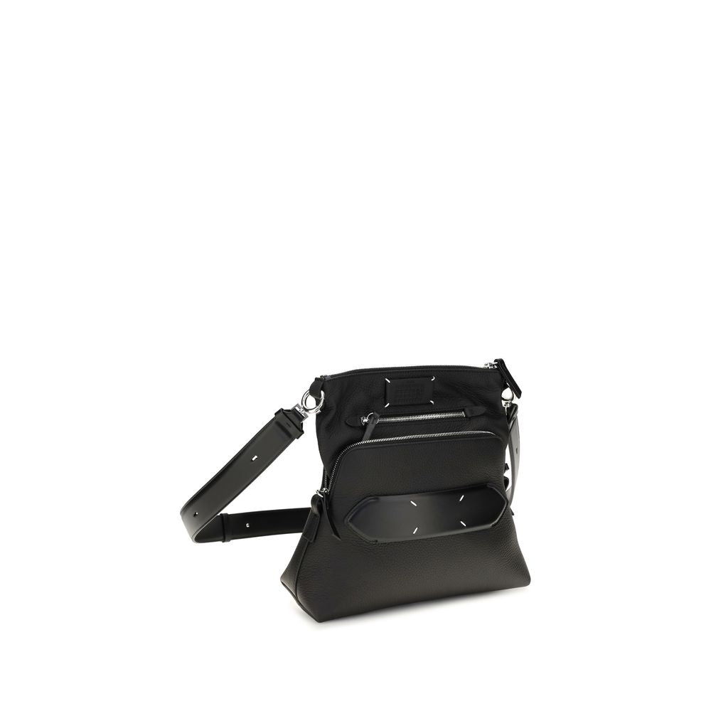 Maison Margiela 5 Ac Lamb Leather Small 2-in-1 Shoulder & Crossbody Bag - Black White Signature