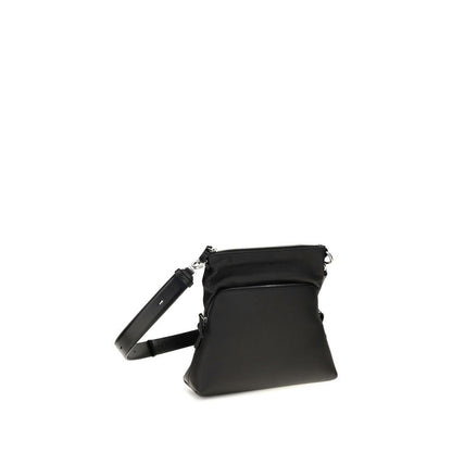 Maison Margiela 5 Ac Lamb Leather Small 2-in-1 Shoulder & Crossbody Bag - Black White Signature
