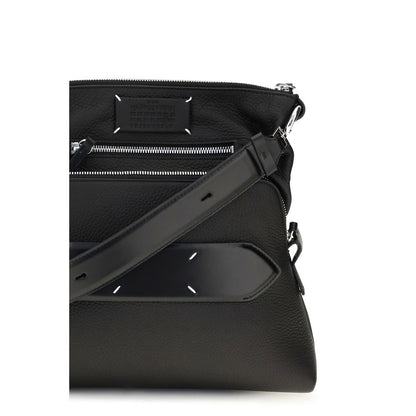 Maison Margiela 5 Ac Lamb Leather Small 2-in-1 Shoulder & Crossbody Bag - Black White Signature