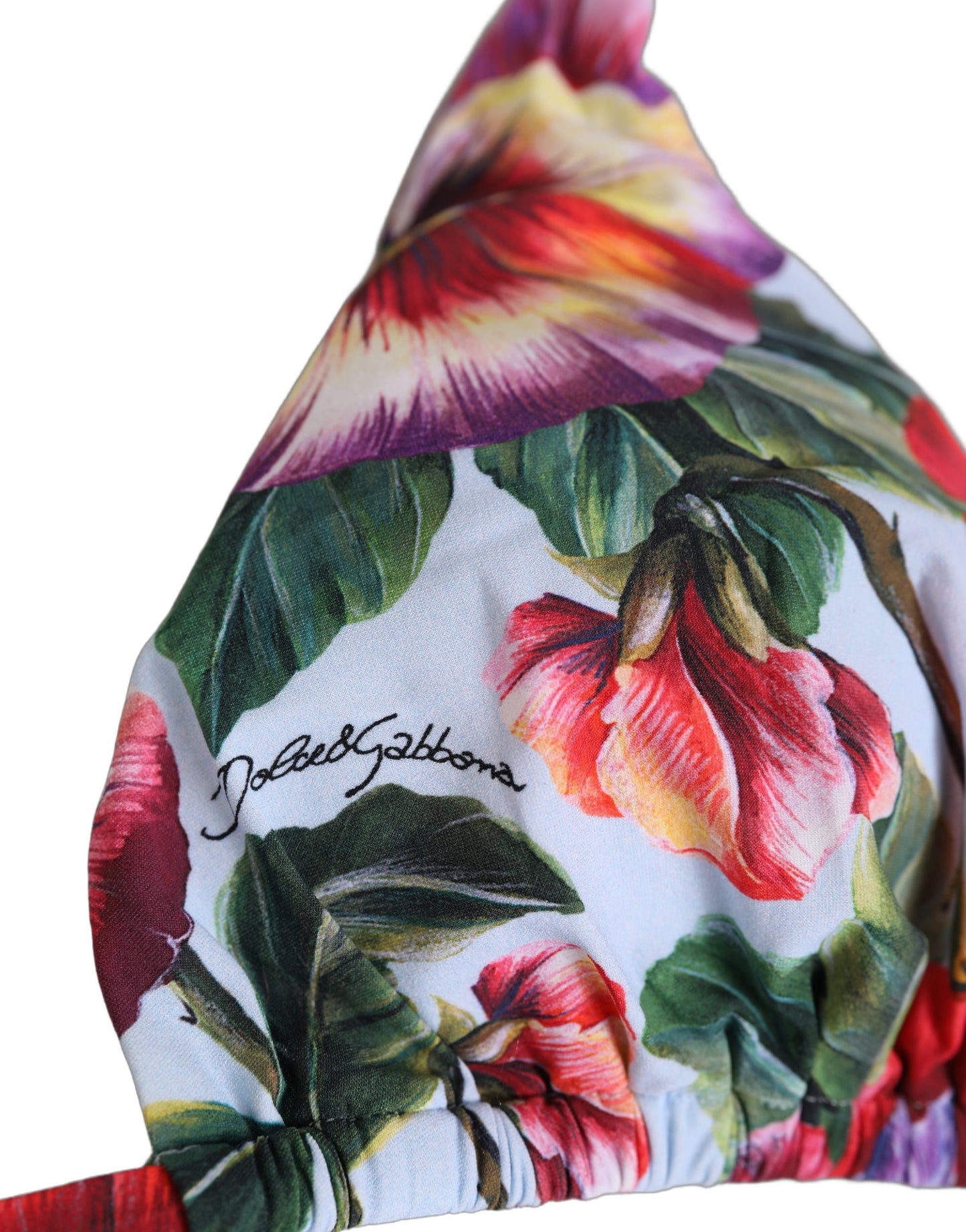 Dolce & Gabbana Multicolor Floral Triangle Beachwear Bikini Top