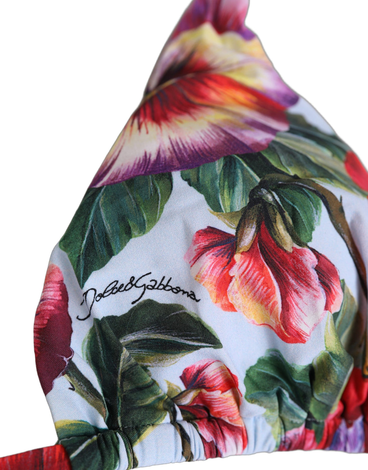 Dolce & Gabbana Women's Stretch Nylon Swimwear Top - Multicolor Floral Signature