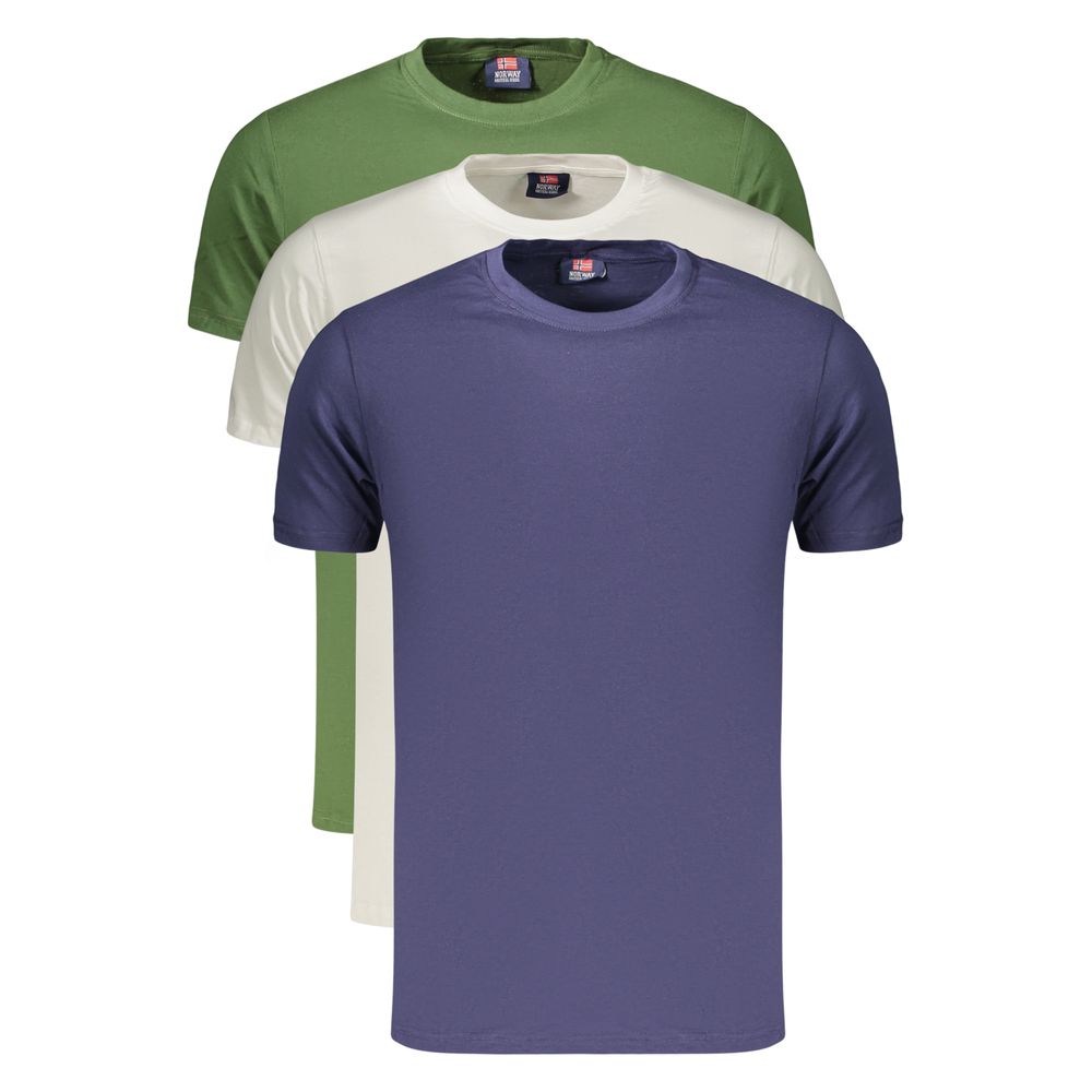 T-Shirt by Norway 1963 for men in cotton blue, green & white features an on trend silhouette, perfectly showcasing a on trend and crew neckline for an elevated aesthetic.