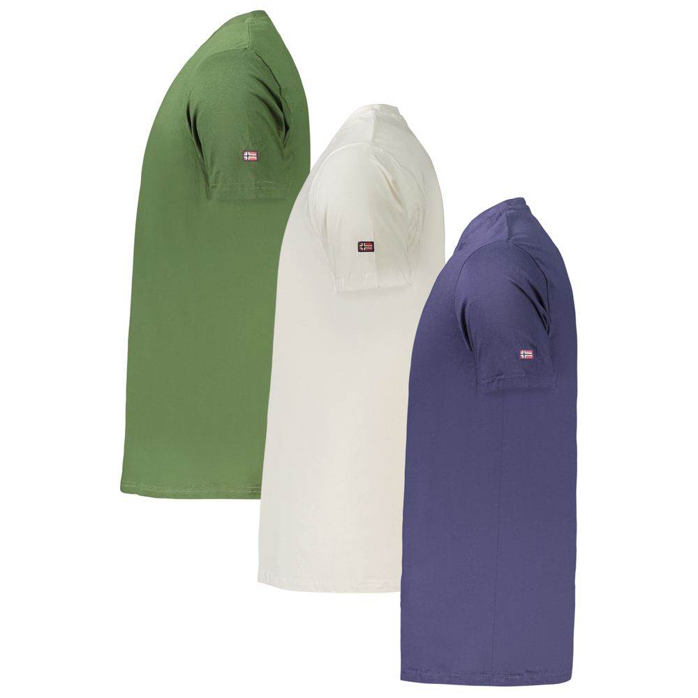 T-Shirt by Norway 1963 for men in cotton blue, green & white showcases a fashionable silhouette, elegantly detailed with a fashionable and crew neckline for a sophisticated, high-fashion look.