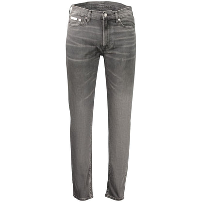 Jeans by Calvin Klein for men in stretch denim cotton black presents a refined pantology silhouette, artfully defined by a refined pantology tapered-leg, long, and a sophisticated .