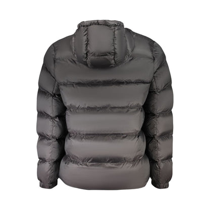 Hooded Windbreaker Jacket by Calvin Klein for men in nylon black & print features an magnificent silhouette, showcasing the sophisticated hooded neckline and functional pockets, hooded & windproof for a premium, magnificent look.