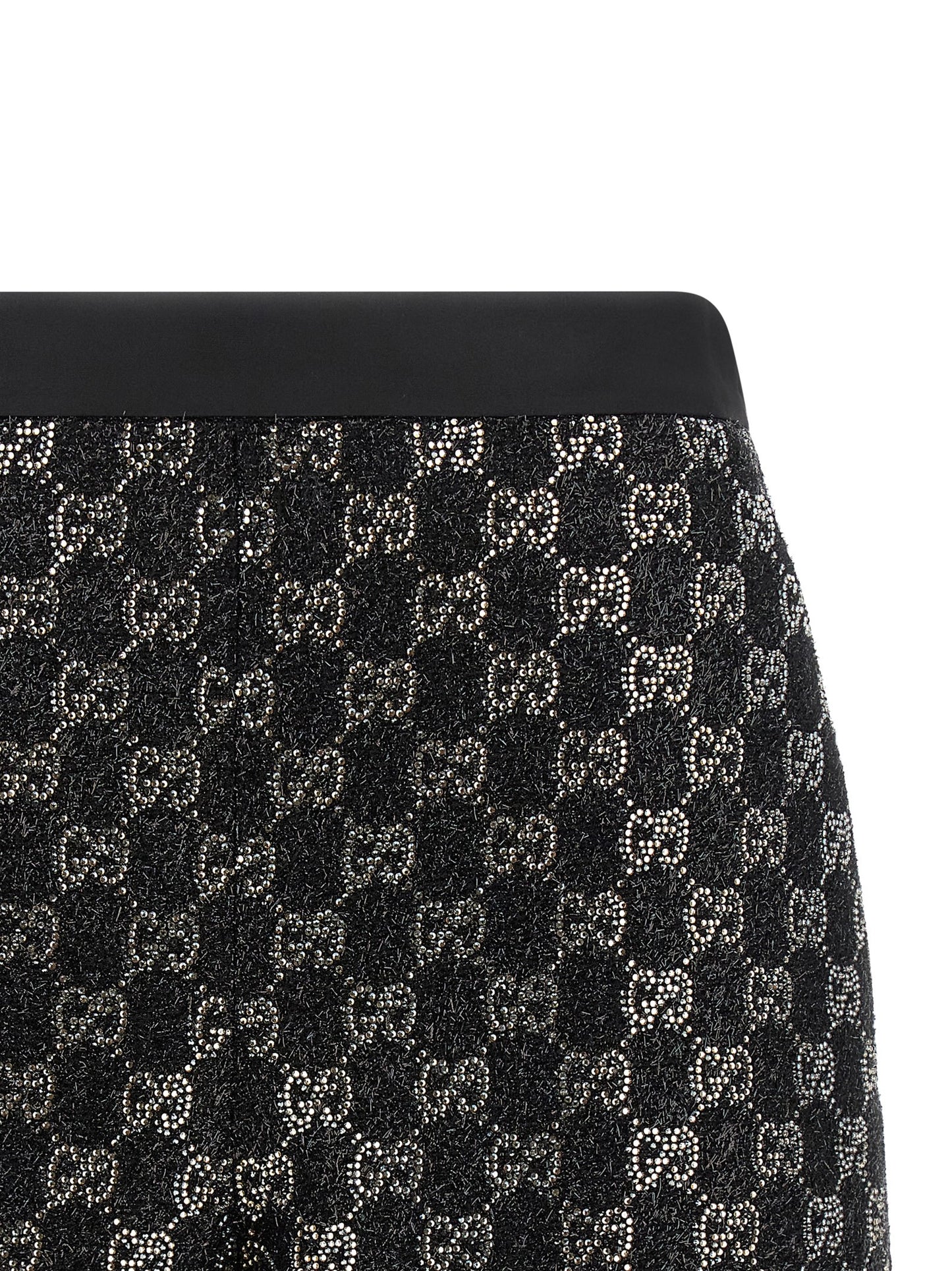 Gucci Gg Women's High Rise Viscose Silk Tweed & Crystal Bermuda Shorts - Black