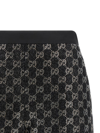 Gucci Gg Women's High Rise Viscose Silk Tweed & Crystal Bermuda Shorts - Black