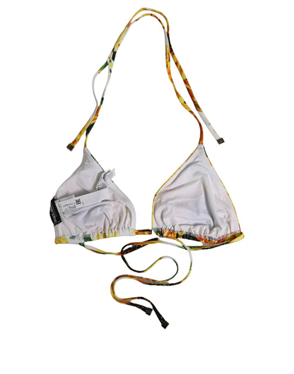 Dolce & Gabbana Multicolor Floral Halter Beachwear Bikini Top