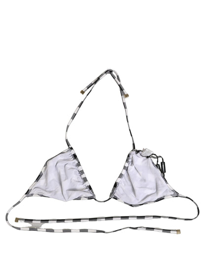Dolce & Gabbana Black White Checkered Halter Beachwear Bikini Top