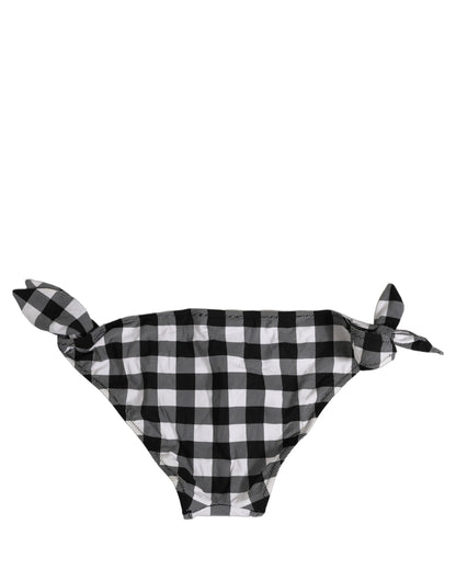 Dolce & Gabbana Black White Checkered Beachwear Bikini Bottom