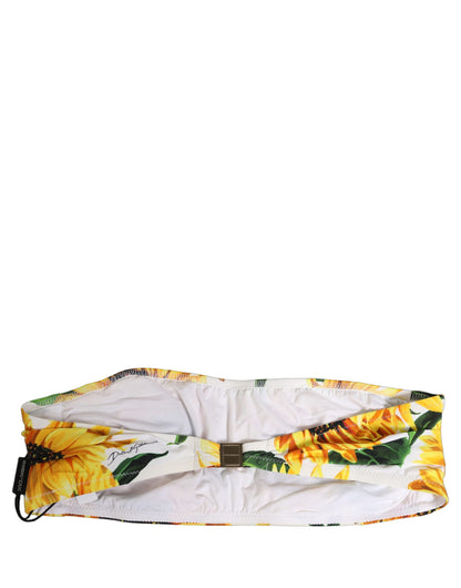 Dolce & Gabbana Crisp Women's Stretch Nylon Swimwear Top - White Signature Print