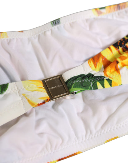 Dolce & Gabbana Crisp Women's Stretch Nylon Swimwear Top - White Signature Print