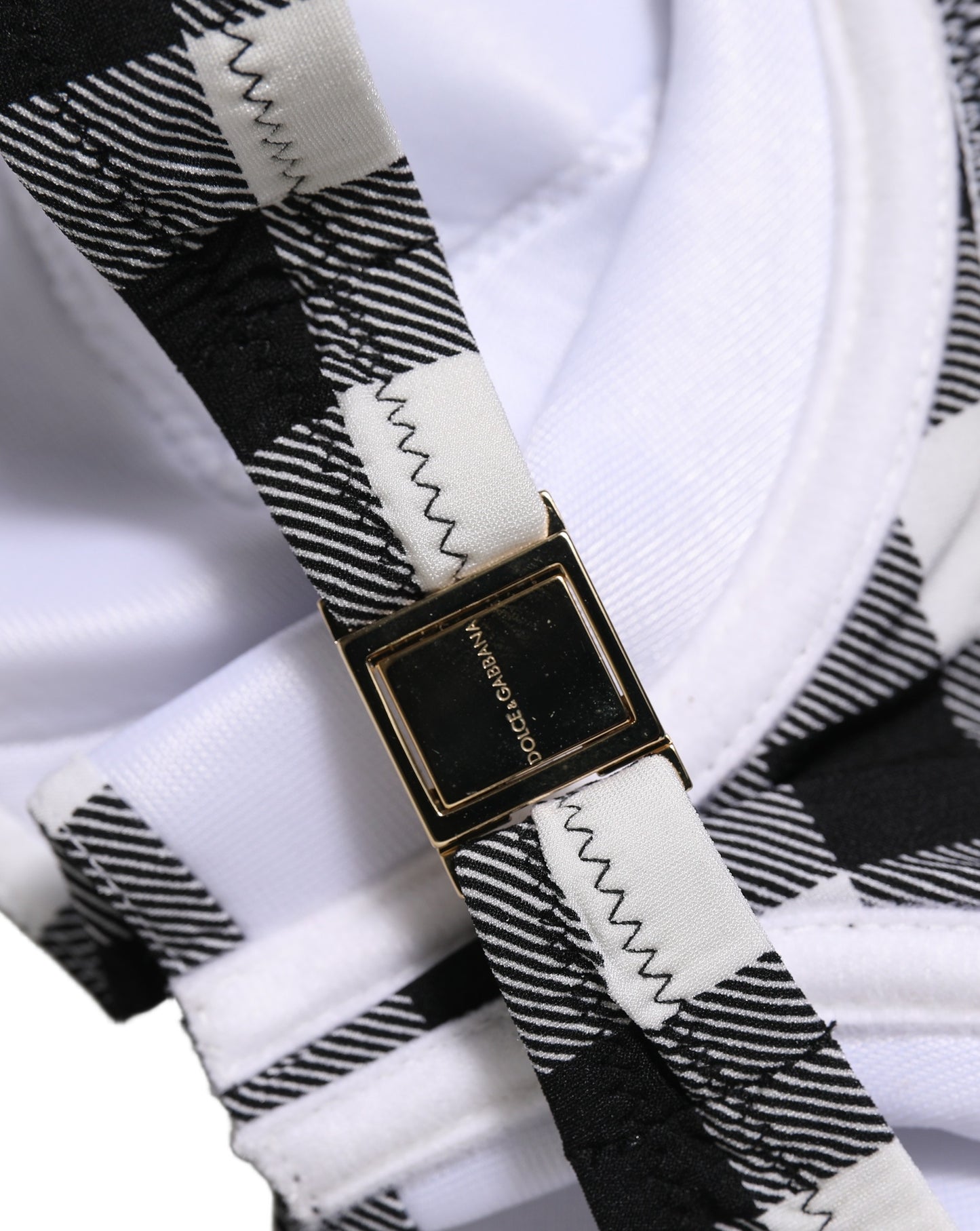 Dolce & Gabbana Black White Gingham Check Beachwear Bikini Top
