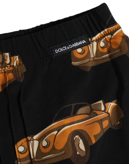 Dolce & Gabbana Black Car Print Swim Trunk Beachwear Swimwear