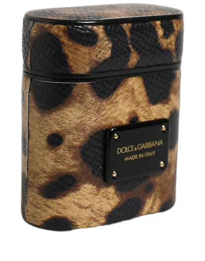 Dolce & Gabbana Polyurethane & Calf Leather Earbuds Carrying Case - Brown Signature