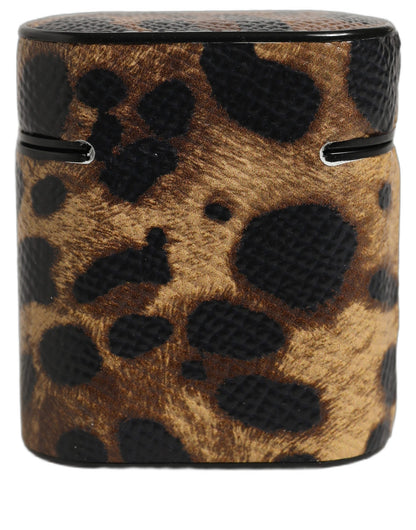 Dolce & Gabbana Polyurethane & Calf Leather Earbuds Carrying Case - Brown Signature