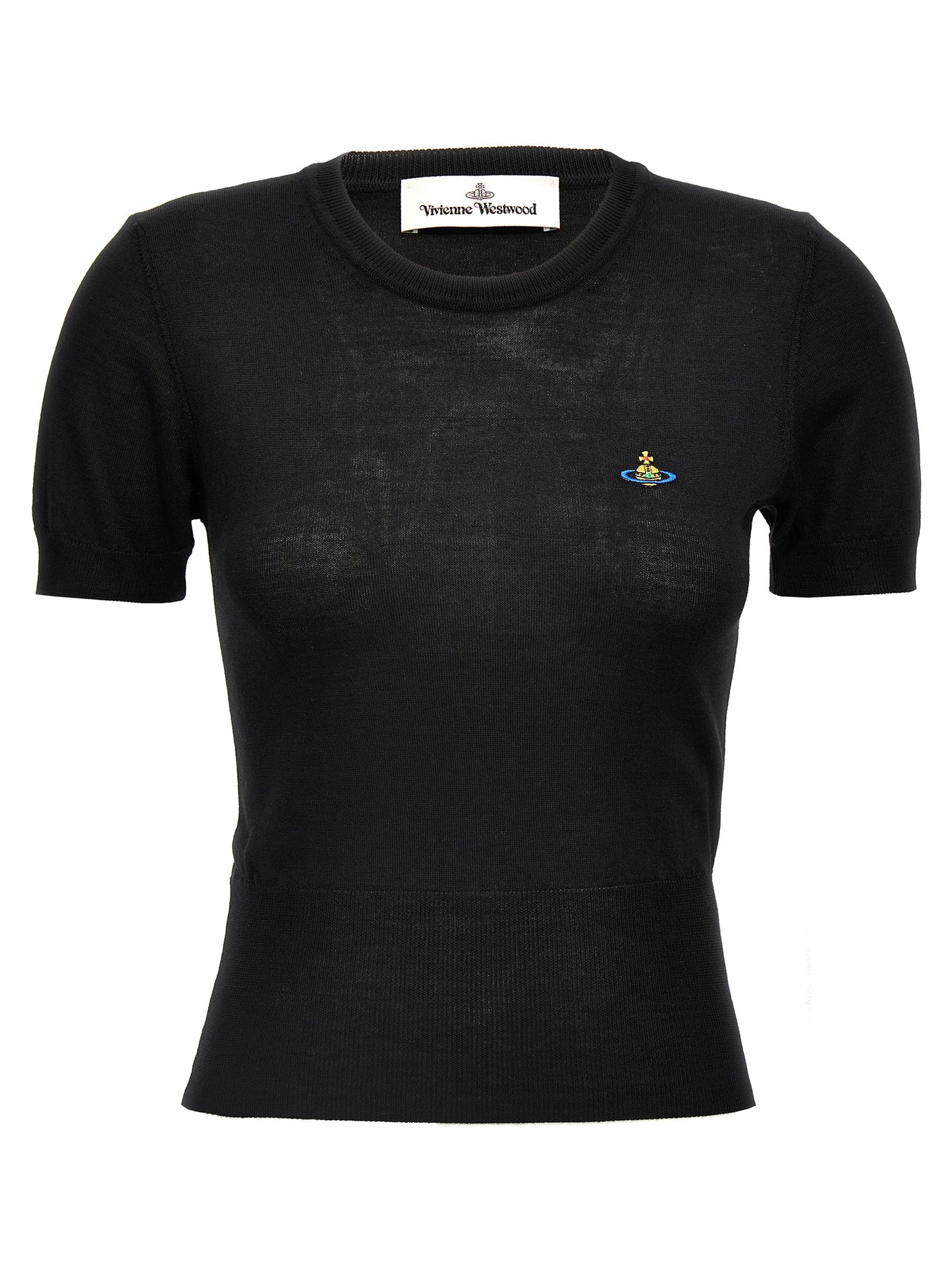 T-Shirt by Vivienne Westwood for women in organic cotton black features a plush silhouette, showcasing a sophisticated crew neckline and for a truly plush finish.