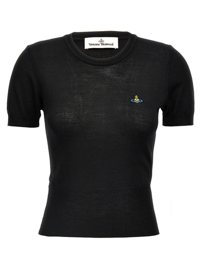 T-Shirt by Vivienne Westwood for women in organic cotton black features a plush silhouette, showcasing a sophisticated crew neckline and for a truly plush finish.