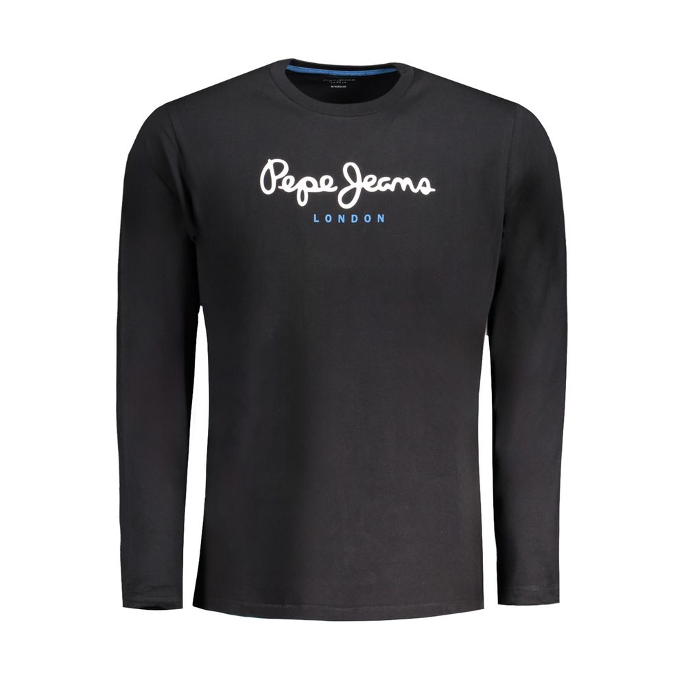 T-Shirt by Pepe Jeans for men in cotton black & print showcases a chic silhouette, artfully detailed with a chic crew neckline and for a chic finish.