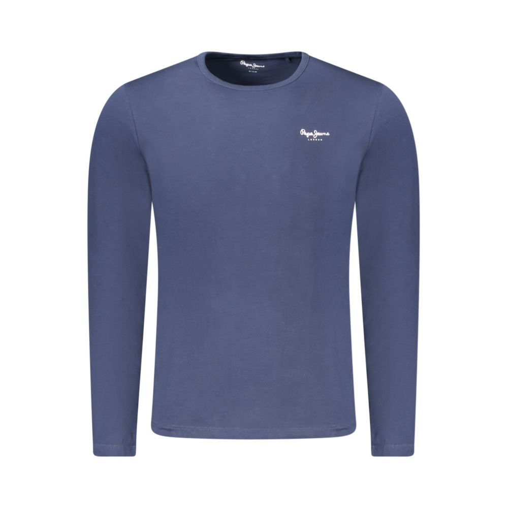 T-Shirt by Pepe Jeans for men in stretch cotton blue & print features an edgy silhouette, meticulously detailed with a sophisticated long-sleeve and crew neckline for a truly edgy finish.