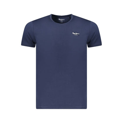 T-Shirt by Pepe Jeans for men in stretch viscose cotton blue & print showcases a dramatic silhouette, elegantly detailed with a dramatic and short-sleeve for a truly dramatic finish.
