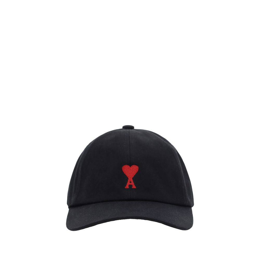 Baseball Cap by Ami Paris for men in cotton black features a distinguished silhouette, showcasing the distinguished design of the Cotton Baseball Cap for a sophisticated, elevated look.