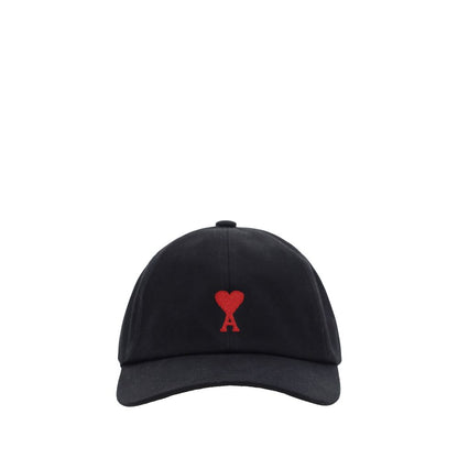 Baseball Cap by Ami Paris for men in cotton black features a distinguished silhouette, showcasing the distinguished design of the Cotton Baseball Cap for a sophisticated, elevated look.