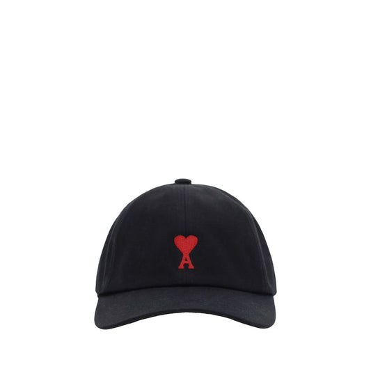 Baseball Cap by Ami Paris for men in cotton black features a distinguished silhouette, showcasing the distinguished design of the Cotton Baseball Cap for a sophisticated, elevated look.