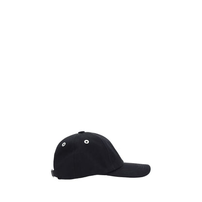 Baseball Cap by Ami Paris for men in cotton black presents a statuesque silhouette, artfully capturing the essence of the statuesque Cotton Baseball Cap design for a sophisticated look.