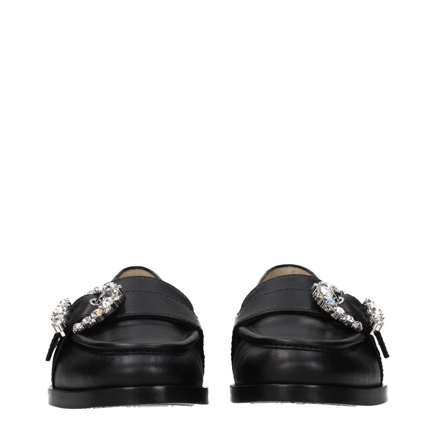 Flat Loafer Slip-On Shoes by Jimmy Choo for women in leather black showcases a resplendent Women's Leather Flat Loafer Slip-On Shoes aesthetic, defined by its resplendent round toe style and elegant flat.
