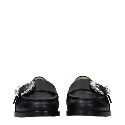 Flat Loafer Slip-On Shoes by Jimmy Choo for women in leather black showcases a resplendent Women's Leather Flat Loafer Slip-On Shoes aesthetic, defined by its resplendent round toe style and elegant flat.