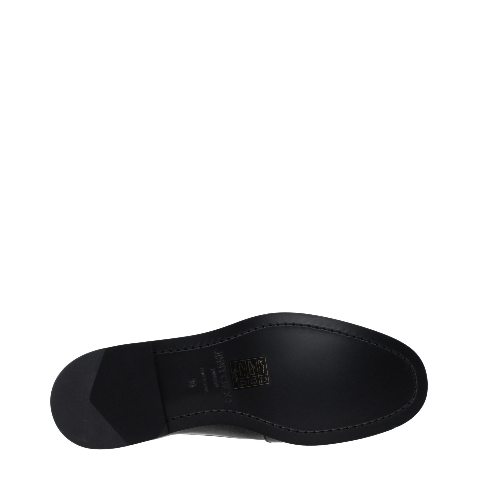 Flat Loafer Slip-On Shoes by Jimmy Choo for women in leather black showcases a resplendent Women's Leather Flat Loafer Slip-On Shoes aesthetic, defined by its resplendent round toe style and elegant flat.