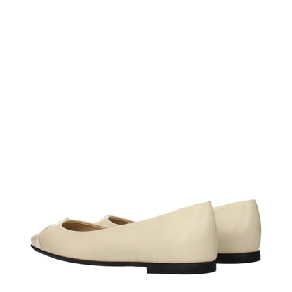 Ballet Flat Shoes by Jimmy Choo for women in leather beige features an statuesque silhouette from the Women's Leather Ballet Flat Shoes collection, showcasing a and a statuesque for a statuesque look.